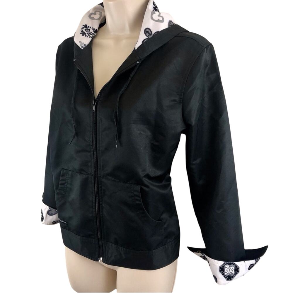 Disney Parks Authentic Lined MM28 Full Zip Hooded Black Outdoor Rain Jacket